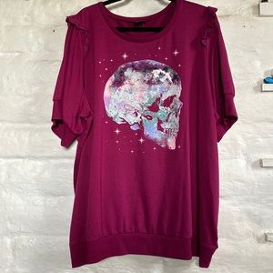 Torrid Short Sleeve Skull Sweater Top 4x